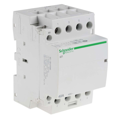 Schneider Electric iCT Series Contactor, 230 V ac Coil, 4-Pole, 40 A, 4NO, 400 V ac