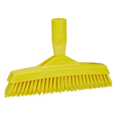 Vikan Very Hard Bristle Yellow Scrubbing Brush, 40mm bristle length, Polyester bristle material