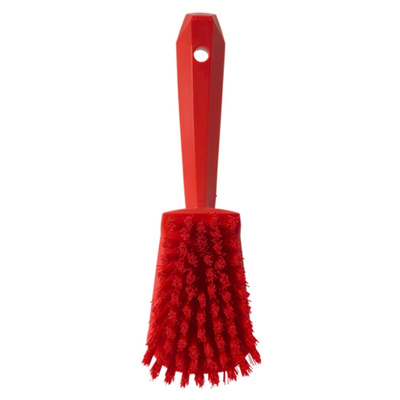 Vikan Hard Bristle Red Scrubbing Brush, 36mm bristle length, Polyester bristle material