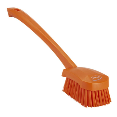 Vikan Hard Bristle Orange Scrubbing Brush, 36mm bristle length, Polyester bristle material
