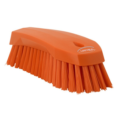Vikan Hard Bristle Orange Scrubbing Brush, 36mm bristle length, Polyester bristle material