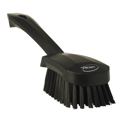 Vikan Hard Bristle Black Scrubbing Brush, 36mm bristle length, Polyester bristle material