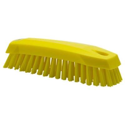 Vikan Medium Bristle Yellow Scrubbing Brush, 20mm bristle length, Polyester bristle material