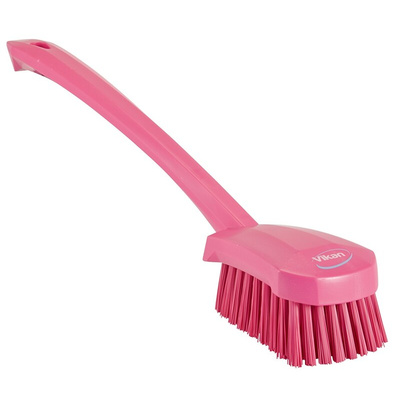Vikan Hard Bristle Pink Scrubbing Brush, 36mm bristle length, PET bristle material