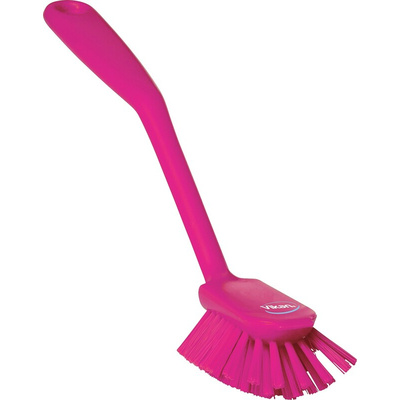 Vikan Medium Bristle Pink Scrubbing Brush, 23mm bristle length, PET bristle material