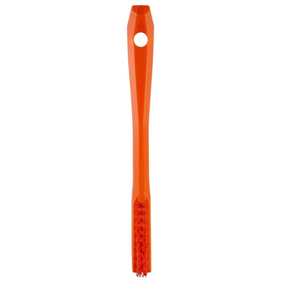 Vikan Extra Hard Bristle Orange Scrubbing Brush, 15mm bristle length, PET bristle material
