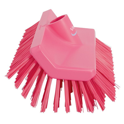 Vikan Medium Bristle Pink Scrubbing Brush, 41mm bristle length, PET bristle material