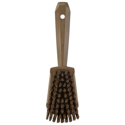 Vikan Hard Bristle Brown Scrubbing Brush, 36mm bristle length, PET bristle material