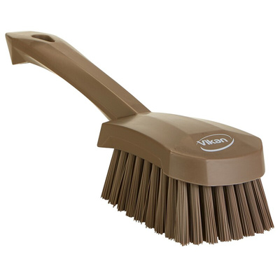 Vikan Hard Bristle Brown Scrubbing Brush, 36mm bristle length, PET bristle material