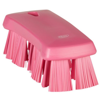 Vikan Hard Bristle Pink Hand Brush, 176mm bristle length, Polyester bristle material