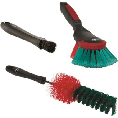 Vikan Soft Bristle Black, Red Hand Brush, 40mm bristle length, Polyester bristle material