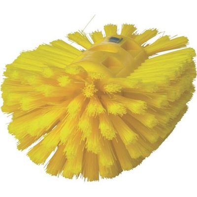 Vikan Medium Bristle Yellow Scrub Brush, 40mm bristle length, Polyester, Polypropylene, Stainless Steel bristle material
