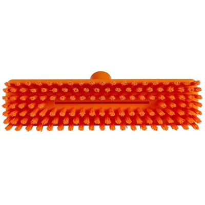Vikan Very Hard Bristle Orange Deck Brush, 24mm bristle length, Polyester, Polypropylene, Stainless Steel bristle