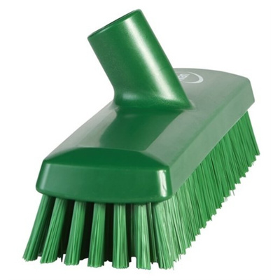 Vikan Medium Bristle Green Deck Brush, 32mm bristle length, Polyester, Polypropylene, Stainless Steel bristle material