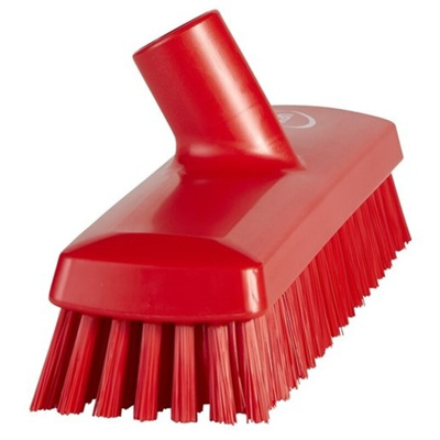 Vikan Medium Bristle Red Deck Brush, 32mm bristle length, Polyester, Polypropylene, Stainless Steel bristle material