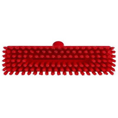 Vikan Medium Bristle Red Deck Brush, 32mm bristle length, Polyester, Polypropylene, Stainless Steel bristle material