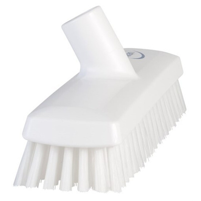 Vikan Medium Bristle White Deck Brush, 32mm bristle length, Polyester, Polypropylene, Stainless Steel bristle material