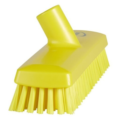 Vikan Medium Bristle Yellow Deck Brush, 32mm bristle length, Polyester, Polypropylene, Stainless Steel bristle material