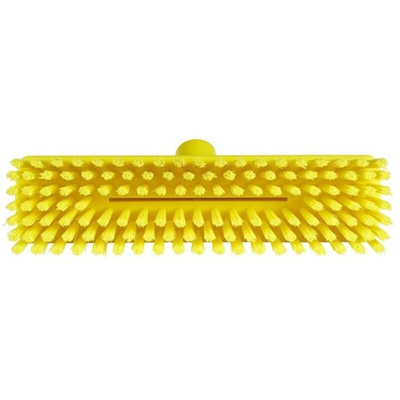 Vikan Medium Bristle Yellow Deck Brush, 32mm bristle length, Polyester, Polypropylene, Stainless Steel bristle material
