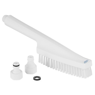 Vikan Hard Bristle White Hand Brush, 25mm bristle length, Polyester, Polypropylene, Stainless Steel bristle material