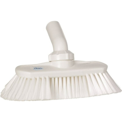 Vikan Soft Bristle White Scrubbing Brush, 44mm bristle length, Polyester, Polypropylene, Stainless Steel bristle