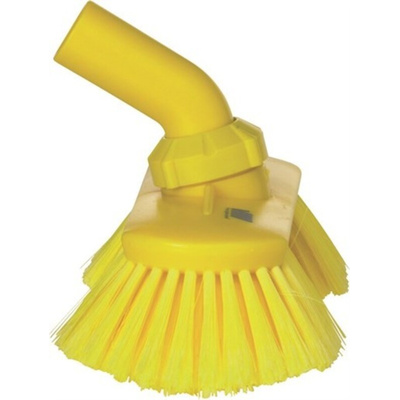 Vikan Soft Bristle Yellow Scrubbing Brush, 44mm bristle length, Polyester, Polypropylene, Stainless Steel bristle