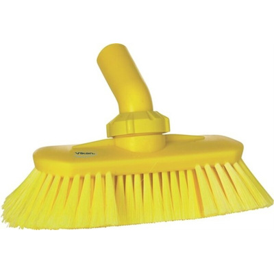 Vikan Soft Bristle Yellow Scrubbing Brush, 44mm bristle length, Polyester, Polypropylene, Stainless Steel bristle