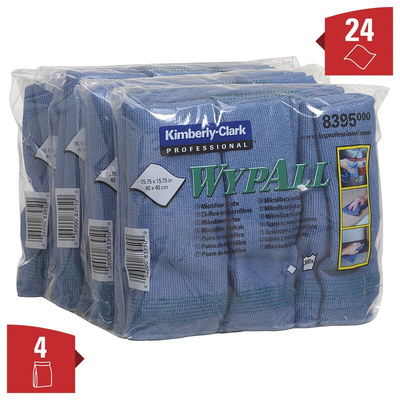 Kimberly Clark Wypall Blue Cloths for Surface Cleaning, Dry Use, Bag of 6, 400 x 400mm, Repeat Use