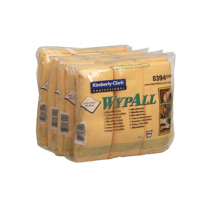Kimberly Clark Wypall Yellow Cloths for Surface Cleaning, Dry Use, Bag of 6, 400 x 400mm, Repeat Use