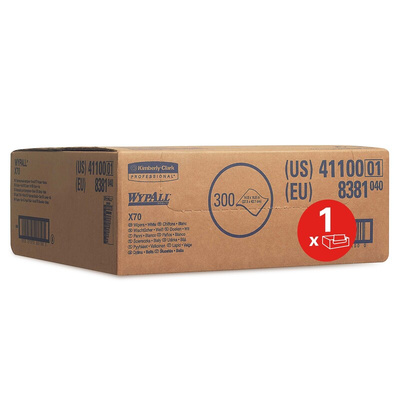 Kimberly Clark WypAll White Cloths for Medium Duty Cleaning, Dry Use, Box of 300, 380 x 410mm, Repeat Use