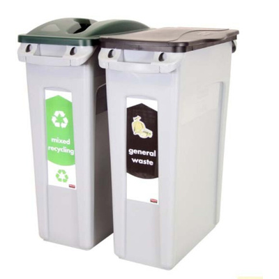 Rubbermaid Commercial Products Slim Jim 87L Grey Snap On Polyethylene Waste Bin