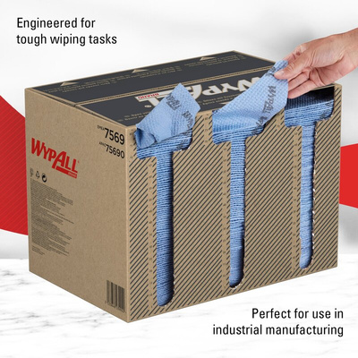 Kimberly Clark WypAll Grey Cloths for Industrial Cleaning, Dry Use, Box of 480, 335 x 345mm, Repeat Use