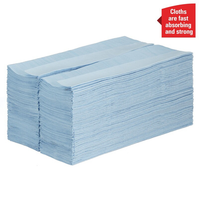 Kimberly Clark WypAll Blue Cloths for Surface Cleaning, Wet Use, Box of 200, 426 x 317mm, Single Use