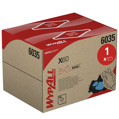 Kimberly Clark WypAll White Cloths for General Cleaning, Dry Use, Box of 200, 426 x 317mm, Repeat Use