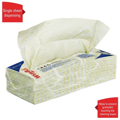 Kimberly Clark WypAll Yellow Cloths for General Cleaning, Dry Use, Pack of 50, 416 x 245mm, Repeat Use