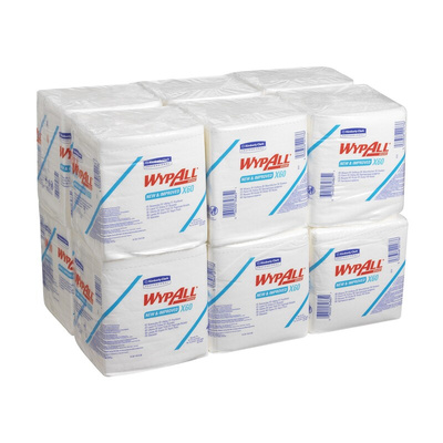 Kimberly Clark WypAll White Cloths for General Cleaning, Dry Use, Bag of 76, 305 x 318mm, Repeat Use