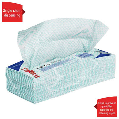 Kimberly Clark WypAll Green Cloths for General Cleaning, Dry Use, Bag of 50, 416 x 245mm, Repeat Use