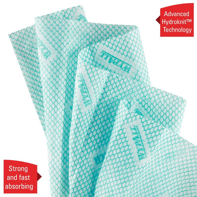 Kimberly Clark WypAll Green Cloths for General Cleaning, Dry Use, Bag of 50, 416 x 245mm, Repeat Use