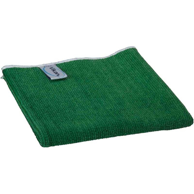 Vikan Basic microfibre cloth Green Microfibre Cloths for General Cleaning, Wet/Dry Use, Box of 5, 320 x 320mm, Repeat