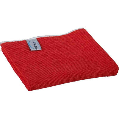 Vikan Basic microfibre cloth Red Microfibre Cloths for General Cleaning, Wet/Dry Use, Box of 5, 320 x 320mm, Repeat Use