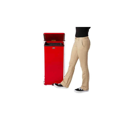 Rubbermaid Commercial Products Defenders® 49L Red Pedal Galvanised Steel Waste Bin