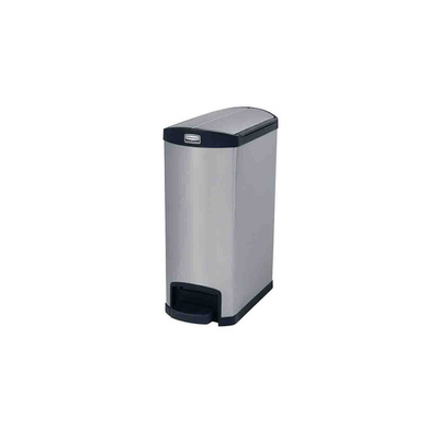 Rubbermaid Commercial Products Slim Jim 50L Black Pedal Galvanised Steel Waste Bin