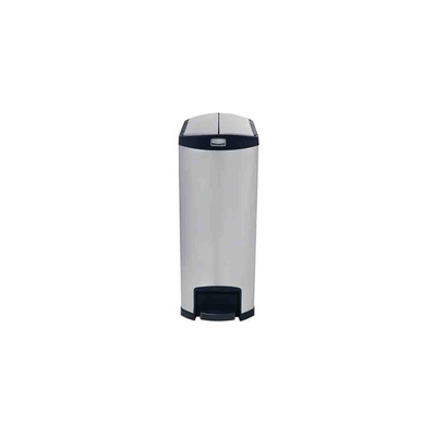 Rubbermaid Commercial Products Slim Jim 90L Black Pedal Galvanised Steel Waste Bin