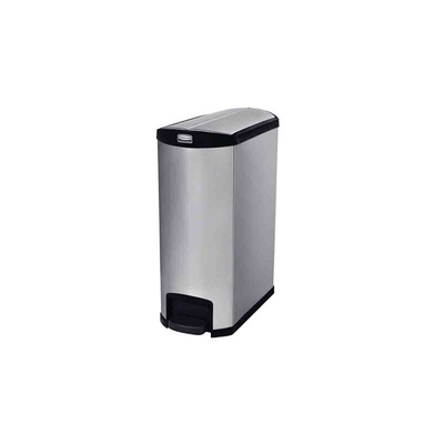 Rubbermaid Commercial Products Slim Jim 90L Black Pedal Galvanised Steel Waste Bin