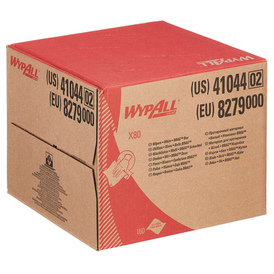 Kimberly Clark WypAll White Cloths for General Cleaning, Dry Use, Box of 160, 426 x 282mm, Repeat Use