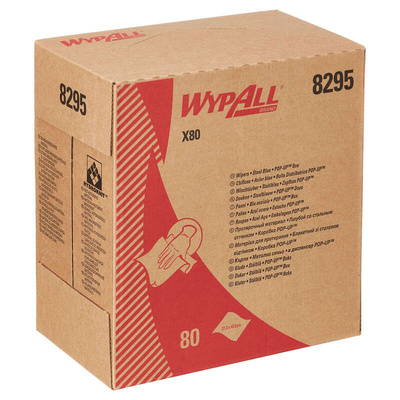 Kimberly Clark WypAll Blue Cloths for General Cleaning, Dry Use, Box of 80, 426 x 212mm, Repeat Use