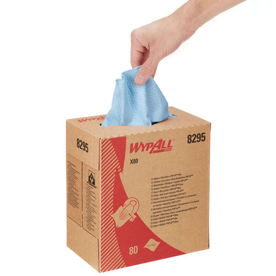 Kimberly Clark WypAll Blue Cloths for General Cleaning, Dry Use, Box of 80, 426 x 212mm, Repeat Use
