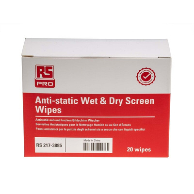 RS PRO Wet Screen Wipes, Box of 20