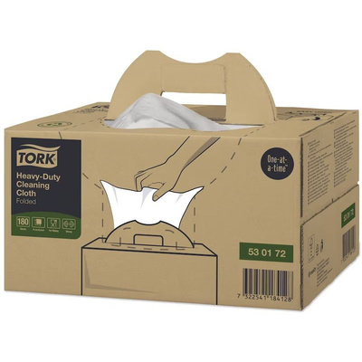 Tork Tork White Non Woven Fabric Cloths for Heavy Duty Cleaning, Box of 180, 41.5 x 35.5cm, Single Use