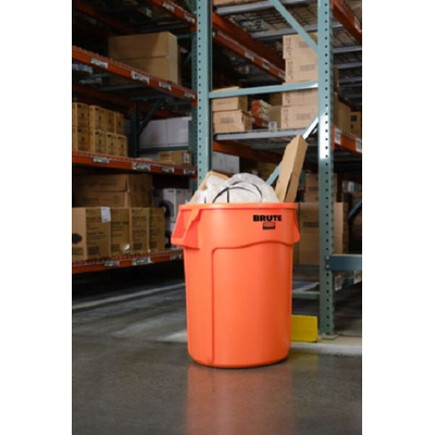 Rubbermaid Commercial Products Brute Vented 32gal Orange Polypropylene Waste Bin